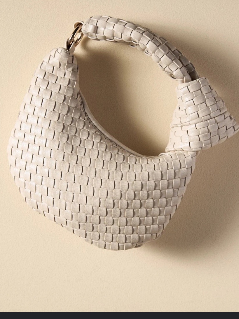 Anthropologie Mini Woven Hobo Bag Ivory